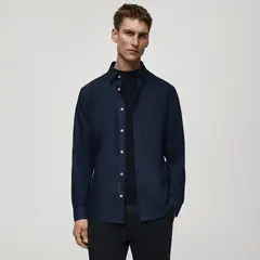 MANGO MAN - Camisa 100% Algodón Tejido Oxford Hombre