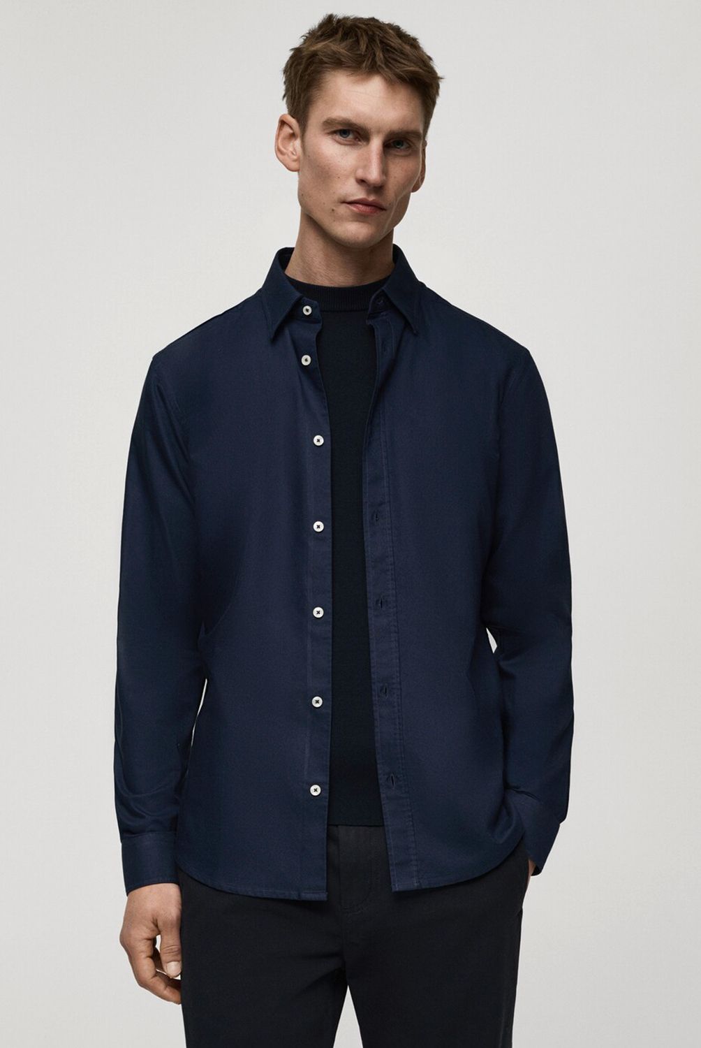 MANGO MAN - Camisa 100% Algodón Tejido Oxford Hombre Mango Man
