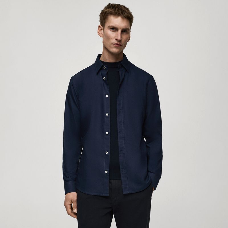 MANGO MAN - Camisa Oxford Regular 100% Algodón Hombre Mango Man