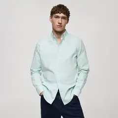 MANGO MAN - Camisa 100% Algodón Tejido Oxford Hombre