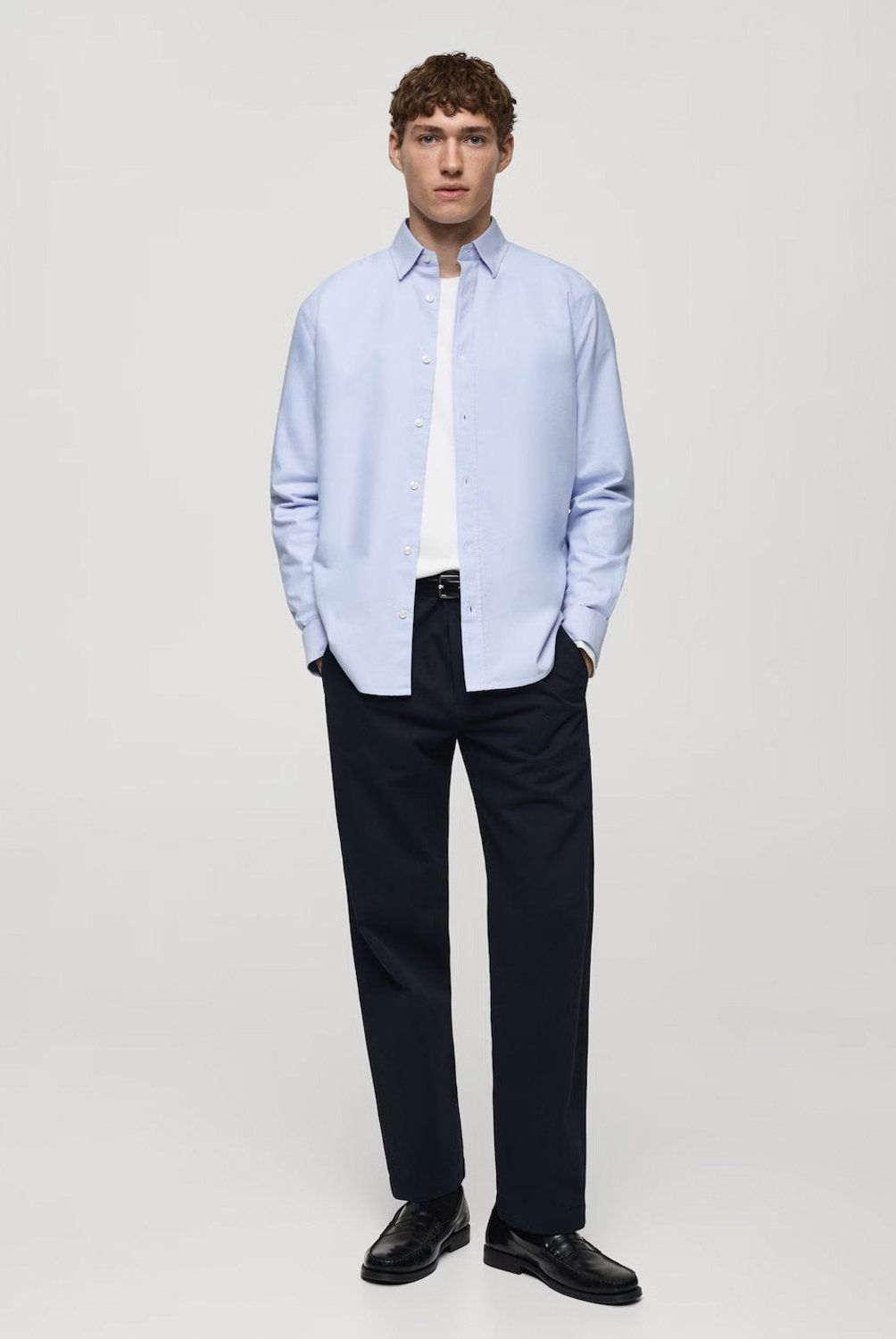 MANGO MAN - Camisa 100% Algodón Tejido Oxford Hombre Mango Man
