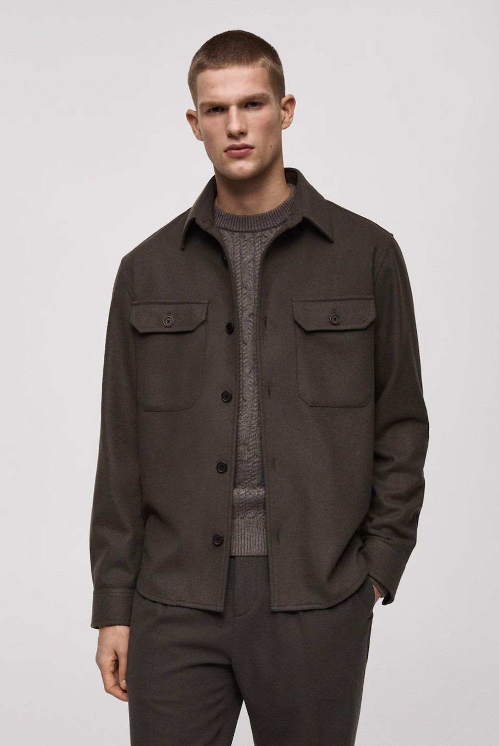 MANGO MAN - Chaqueta Mezcla Lana Franela Hombre Mango Man