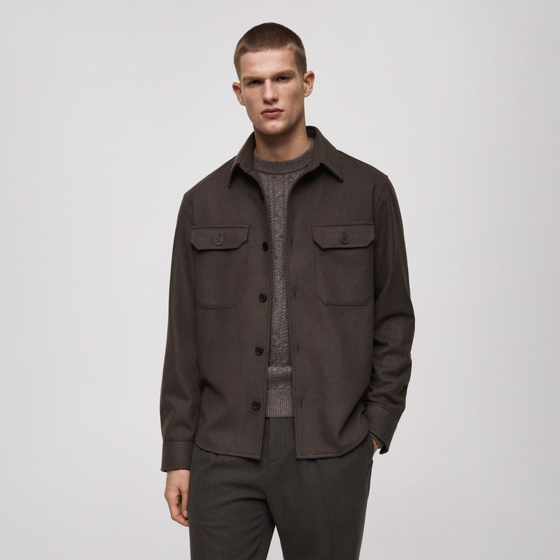 MANGO MAN - Chaqueta Mezcla Lana Franela Hombre Mango Man