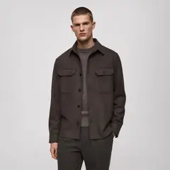 MANGO MAN - Chaqueta Mezcla Lana Franela Hombre