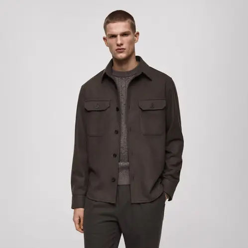 MANGO MAN - Chaqueta Mezcla Lana Franela Hombre