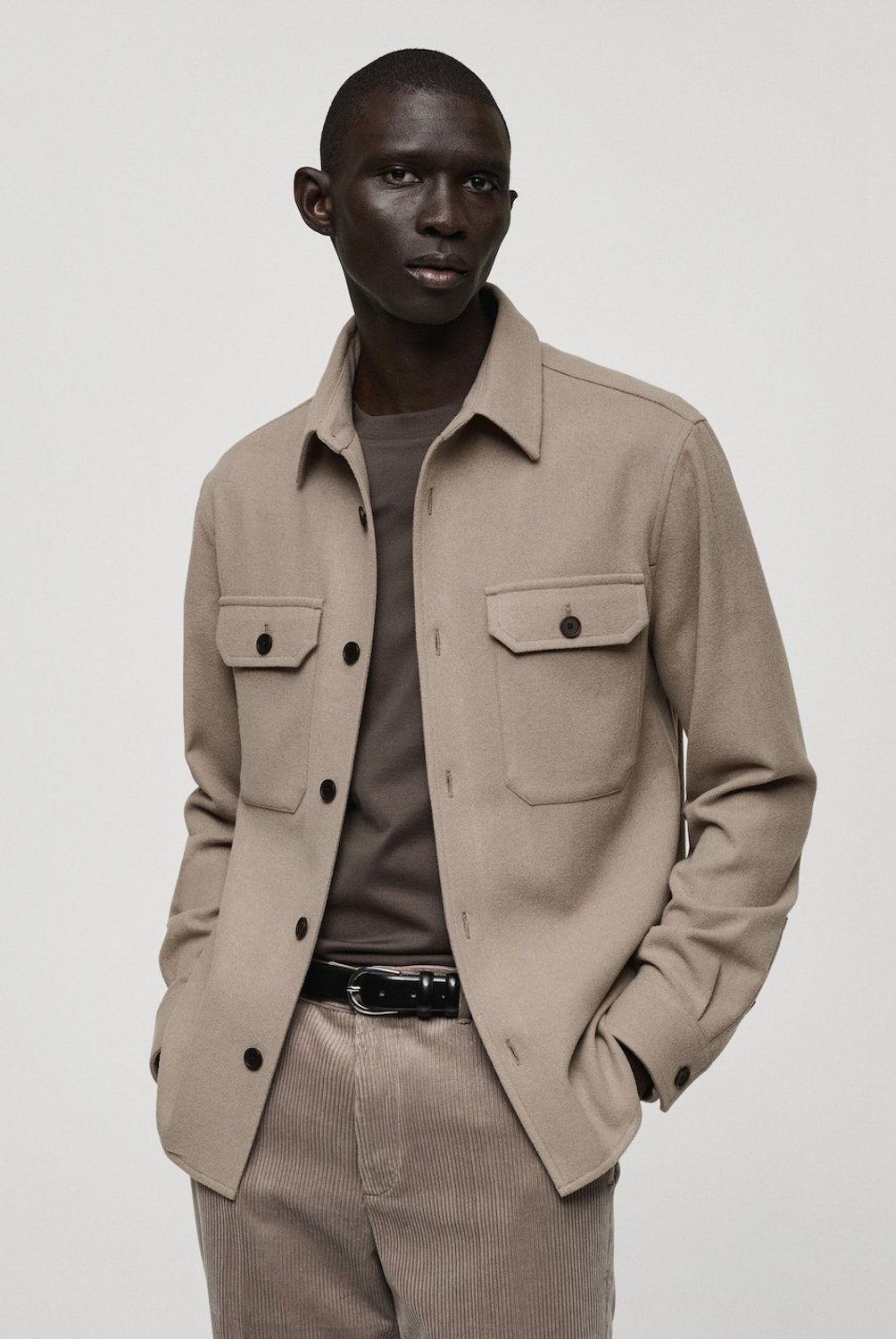 MANGO MAN - Chaqueta Mezcla Lana Franela Hombre Mango Man