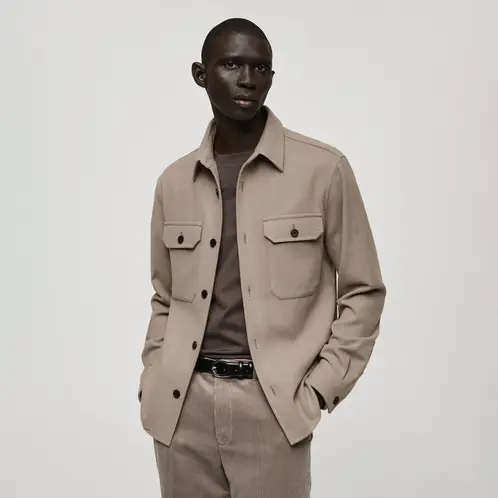 MANGO MAN - Chaqueta Mezcla Lana Franela Hombre