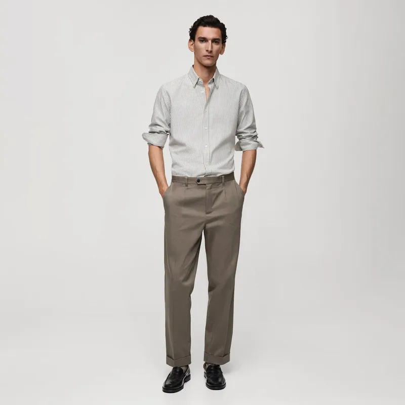 MANGO MAN - Camisa Kodak Regular Fit 100% Algodón Rayas Hombre Mango Man