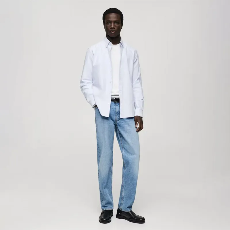 MANGO MAN - Camisa Kodak Regular Fit 100% Algodón Rayas Hombre Mango Man