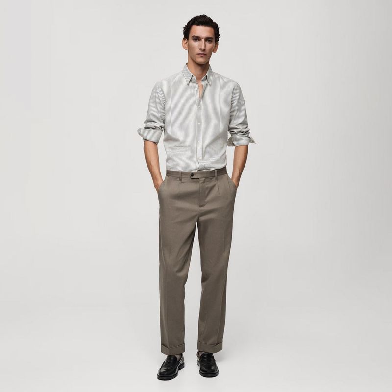 MANGO MAN - Camisa Kodak Regular Fit 100% Algodón Rayas Hombre Mango Man