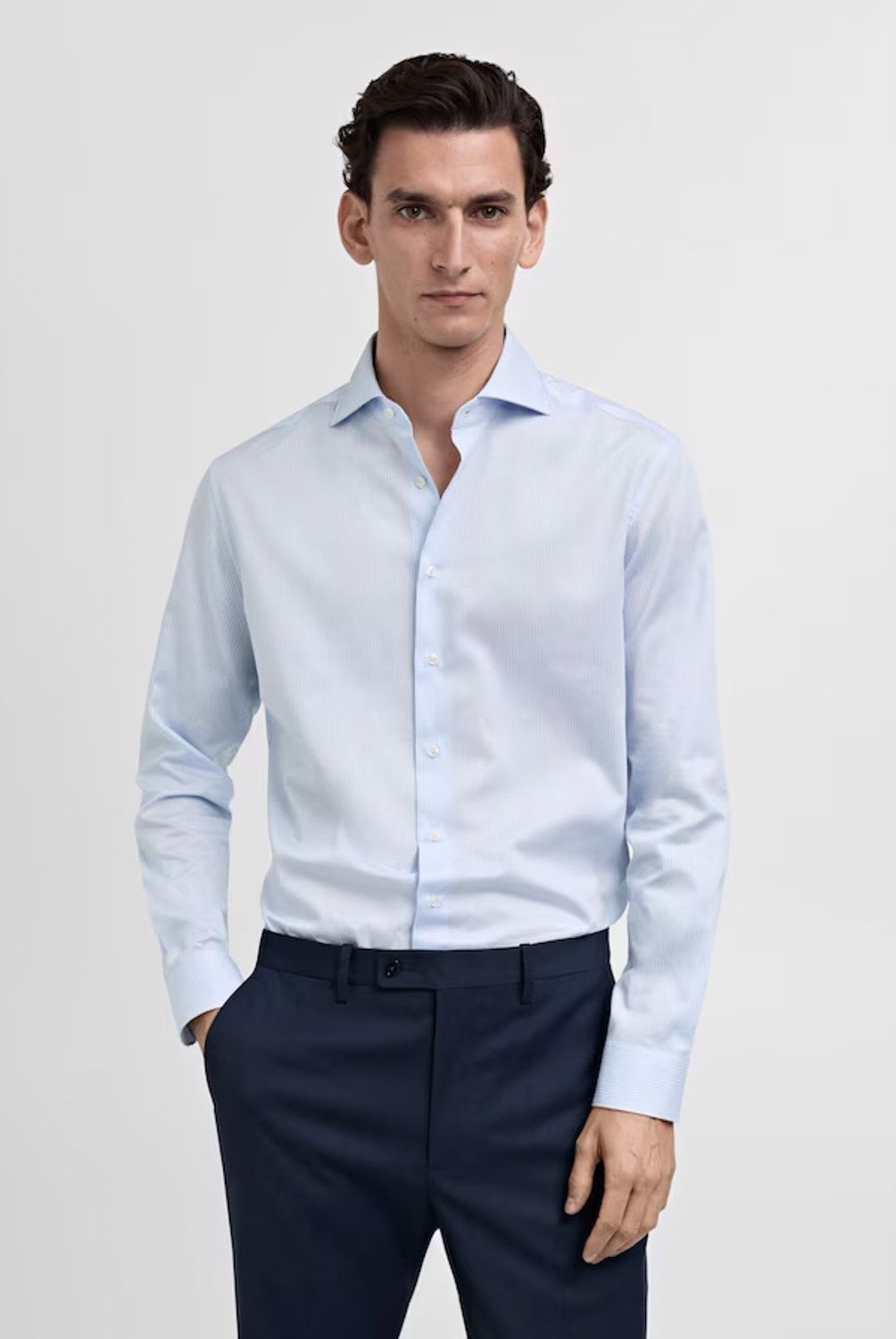 MANGO MAN - Camisa Traje Slim Fit Mil Rayas