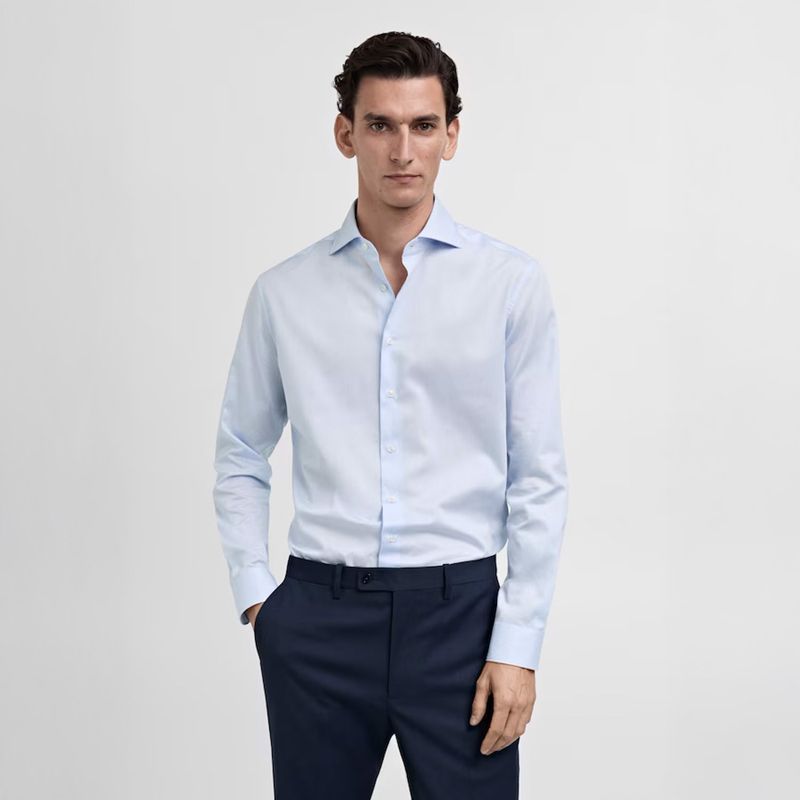 MANGO MAN - Camisa Selva Traje Slim Fit Rayada Hombre Mango Man
