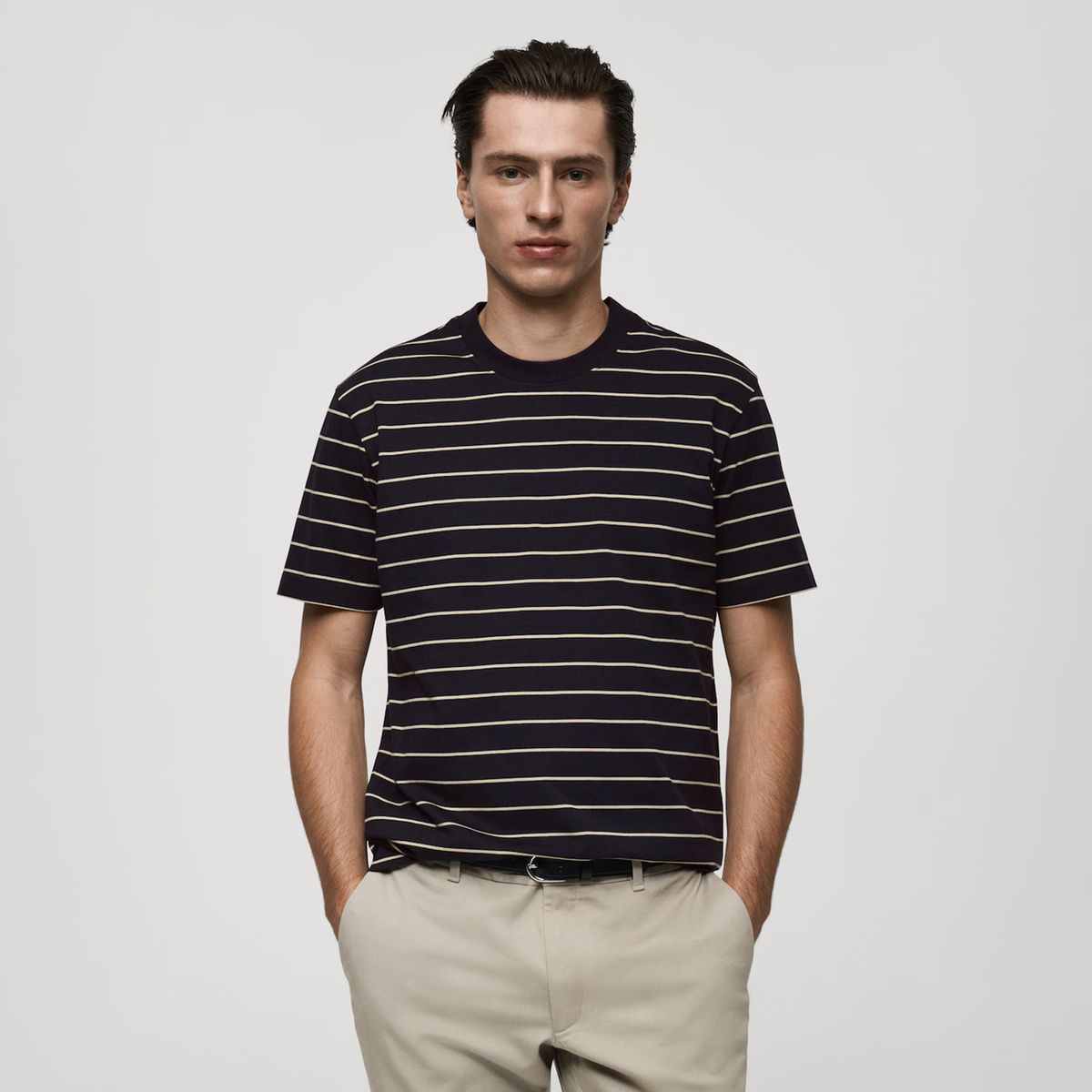 MANGO MAN - Polera 100% Algodón Rayas Hombre Mango Man