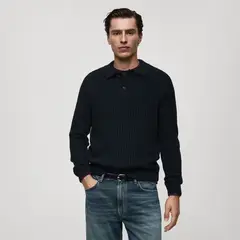 MANGO MAN - Sweater Cuello Polo Punto Canalé Hombre