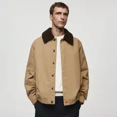 MANGO MAN - Chaqueta Torrey 100% Algodón Acolchada con Cuello Borrego Hombre
