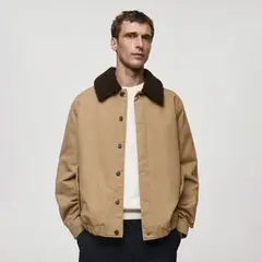 MANGO MAN - Chaqueta Torrey 100% Algodón Acolchada con Cuello Borrego Hombre