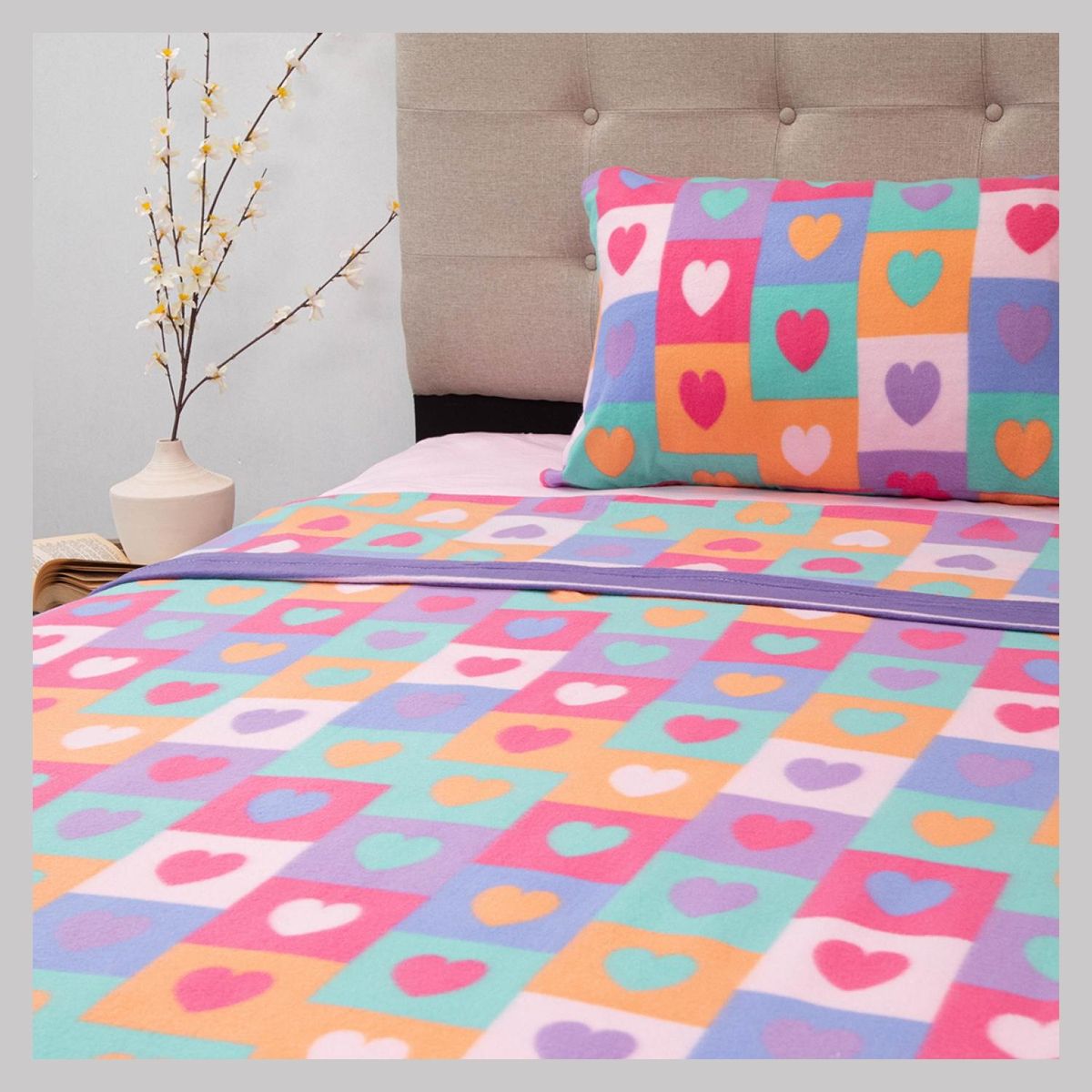 DORAL - Juego De Sábanas Infantil Polar Corazón Doral