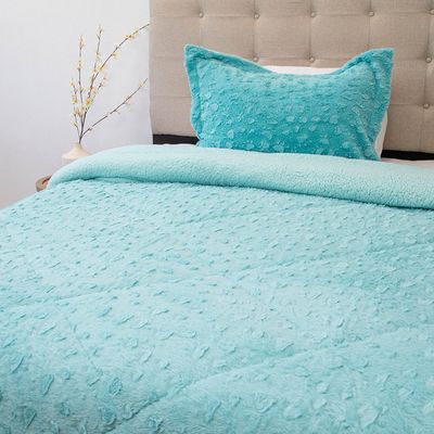 Imagen 2 del producto Cubrecama Plush Sherpa 1.5 Plaza D1 Turquesa