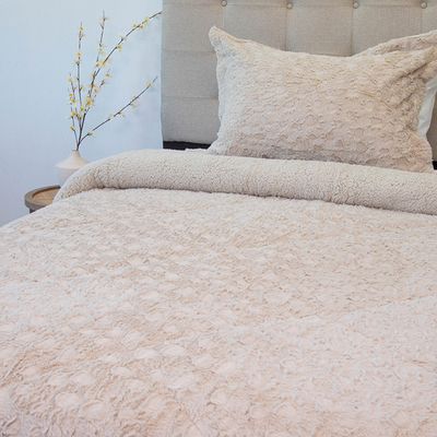 Imagen 2 del producto Cubrecama Plush Sherpa 1.5 Plaza D1 Beige