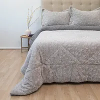 Cubrecama Plush Sherpa 2 Plazas D1 Gris