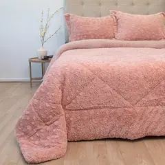 DORAL - Cubrecama Plush Sherpa 2 Plazas D1 Rosa