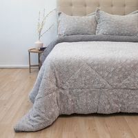 Cubrecama Plush Sherpa King D1 Gris