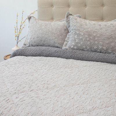 Imagen 2 del producto Cubrecama Plush Sherpa King D1 Gris