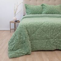 Cubrecama Plush Sherpa King D1 Verde