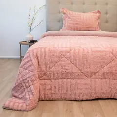 DORAL - Cubrecama Plush Sherpa 1.5 Plaza D2 Rosa
