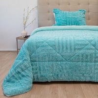 Cubrecama Plush Sherpa 1.5 Plaza D2 Turquesa