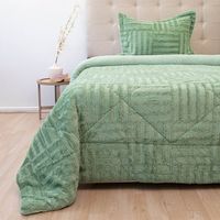 Cubrecama Plush Sherpa 1.5 Plaza D2 Verde