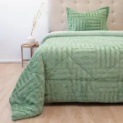 DORAL - Cubrecama Plush Sherpa 1.5 Plaza D2 Verde