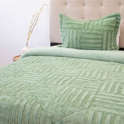 Imagen 2 del producto Cubrecama Plush Sherpa 1.5 Plaza D2 Verde