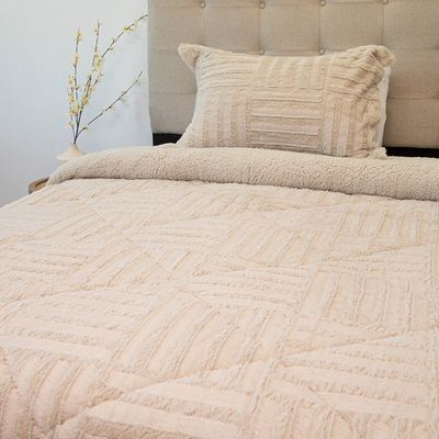 Imagen 2 del producto Cubrecama Plush Sherpa 1.5 Plaza D2 Beige