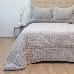 DORAL - Cubrecama Plush Sherpa 2 Plazas D2 Gris