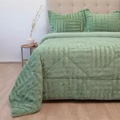 DORAL - Cubrecama Plush Sherpa 2 Plazas D2 Verde