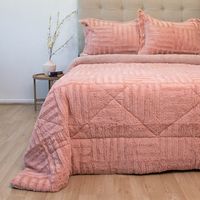 Cubrecama Plush Sherpa King D2 Rosa