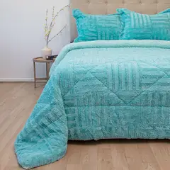DORAL - Cubrecama Plush Sherpa King D2 Turquesa