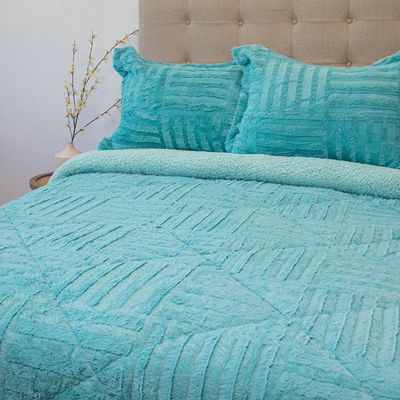 Imagen 2 del producto Cubrecama Plush Sherpa King D2 Turquesa