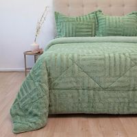 Cubrecama Plush Sherpa King D2 Verde