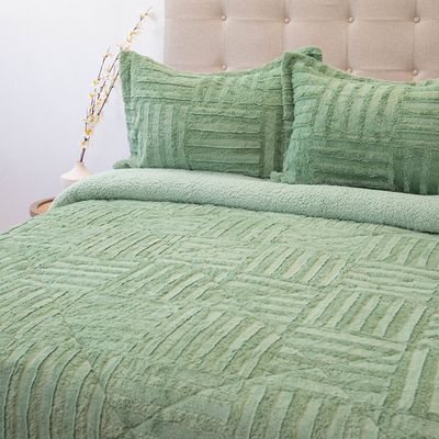 Imagen 2 del producto Cubrecama Plush Sherpa King D2 Verde