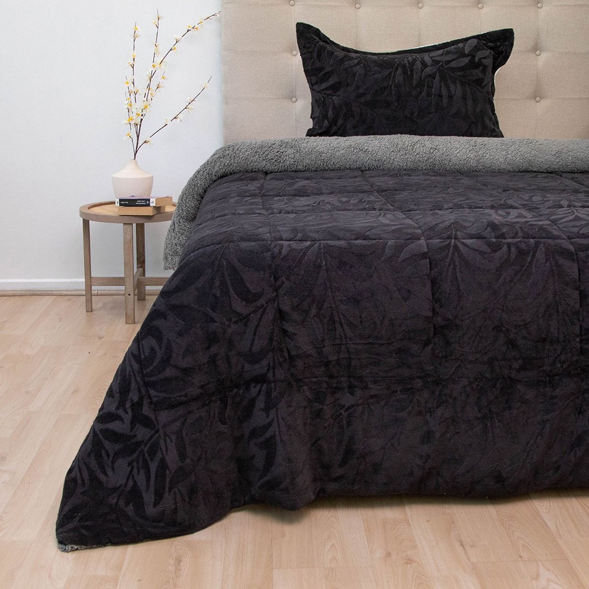 DORAL - Cubrecama Senses Sherpa 1.5 Plaza D1 Negro Doral