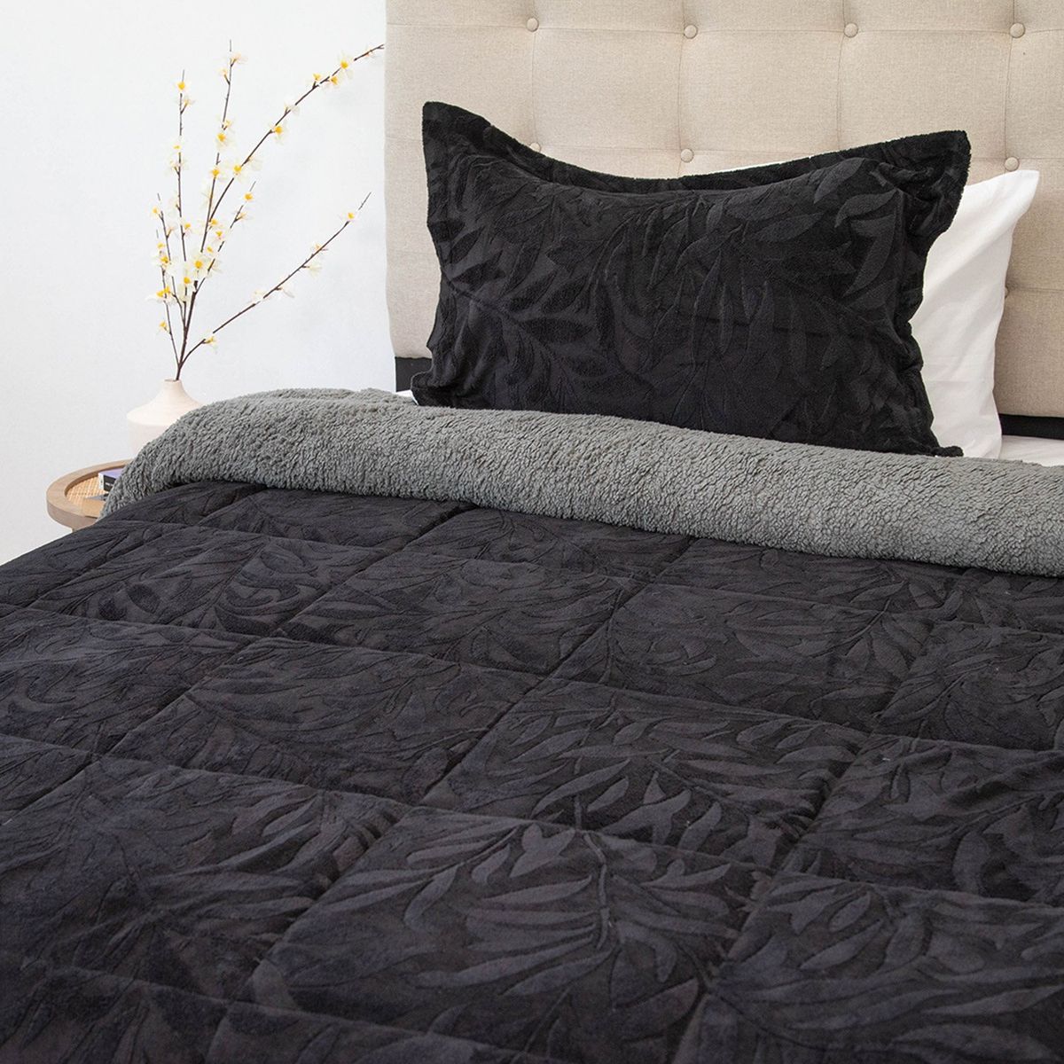 DORAL - Cubrecama Senses Sherpa 1.5 Plaza D1 Negro Doral