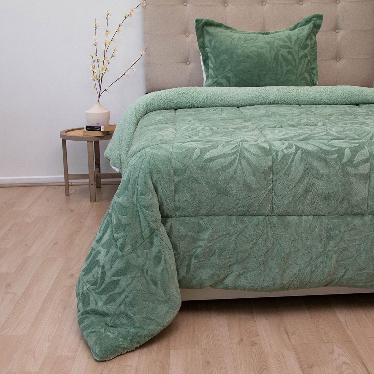 DORAL - Cubrecama Senses Sherpa 1.5 Plaza D1 Verde Doral