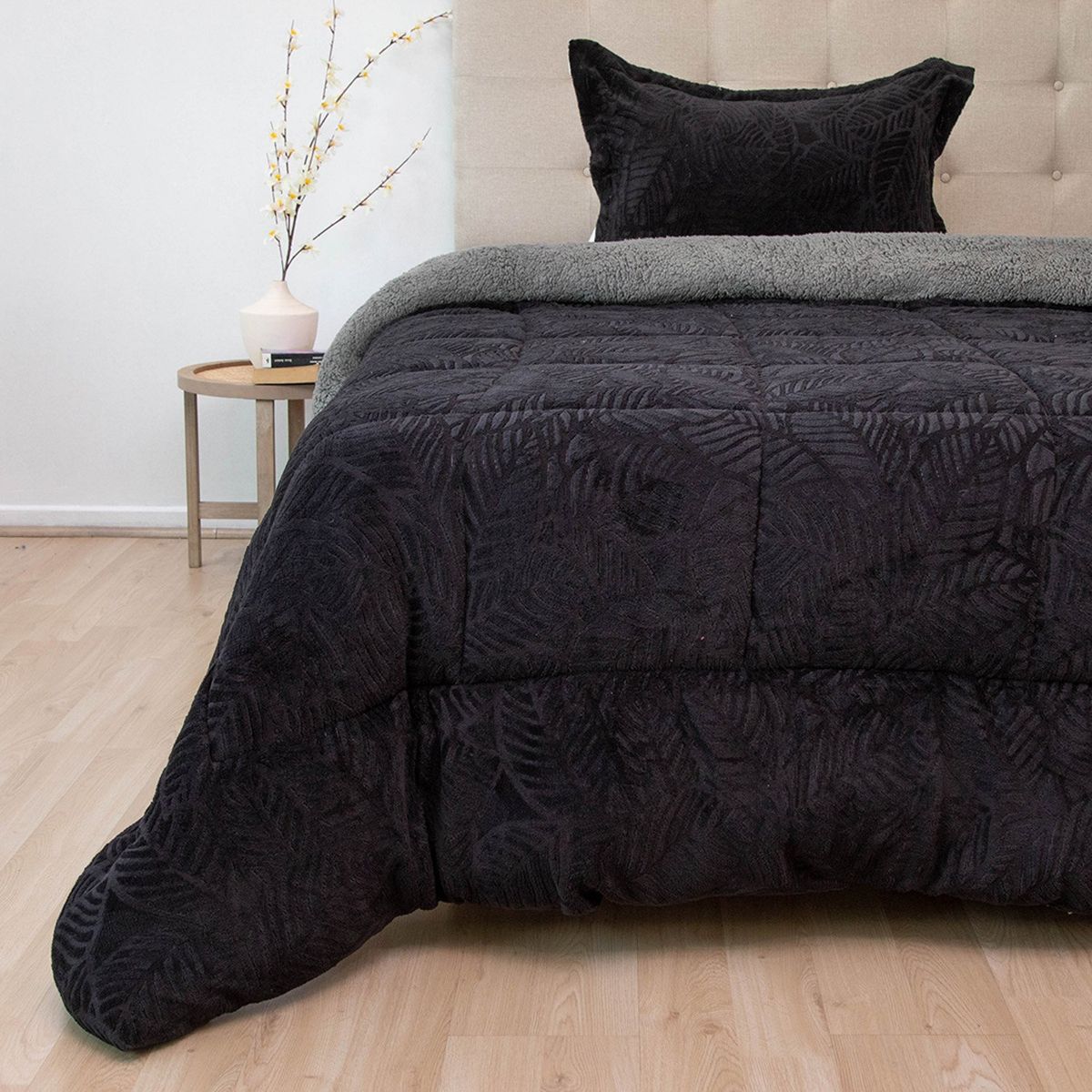 DORAL - Cubrecama Senses Sherpa 1.5 Plaza D2 Negro Doral