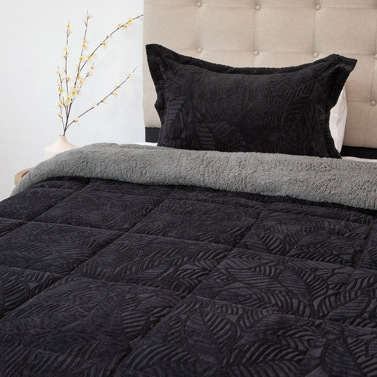 DORAL - Cubrecama Senses Sherpa 1.5 Plaza D2 Negro Doral