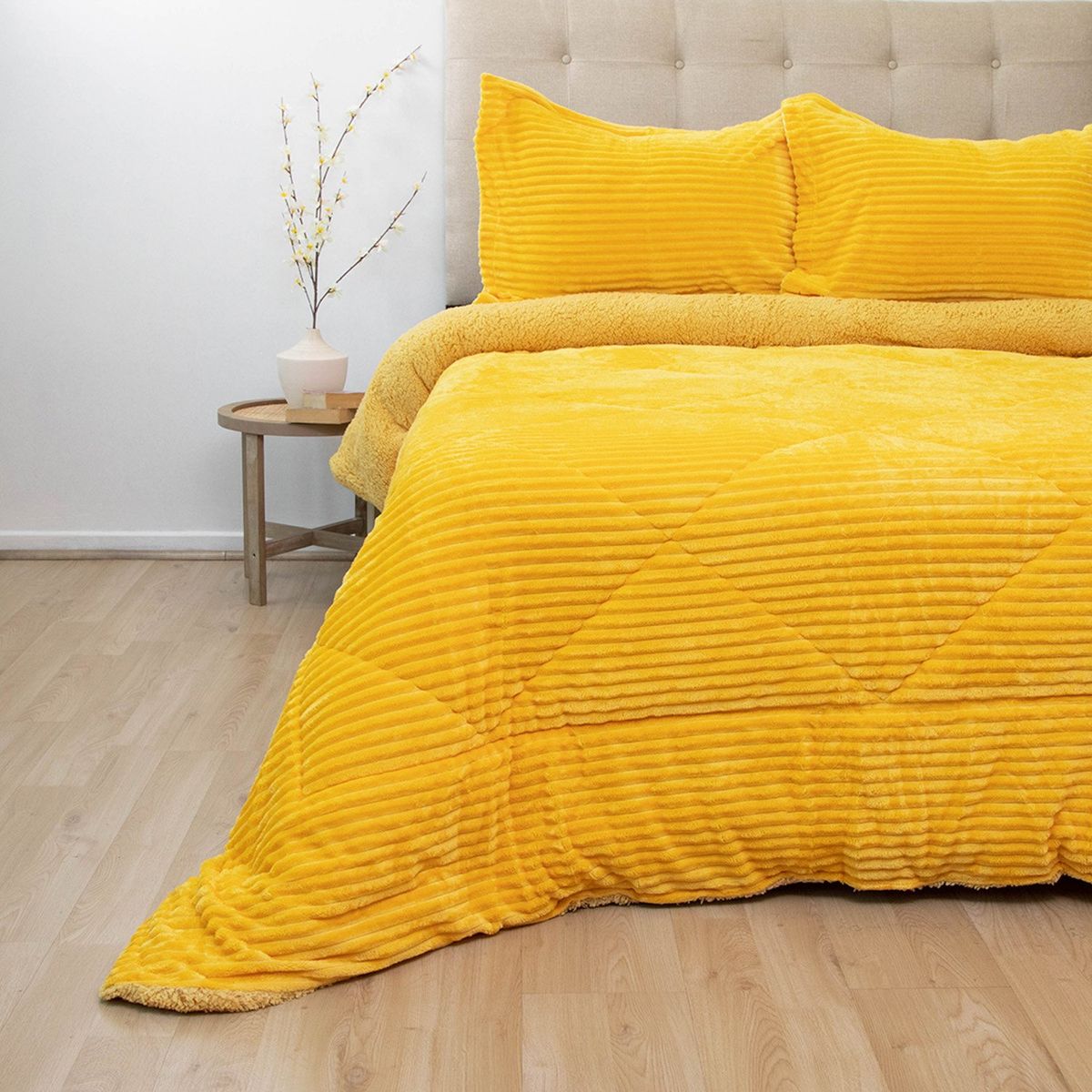 DORAL - Cubrecama Cotelon Sherpa Super King Mostaza Doral