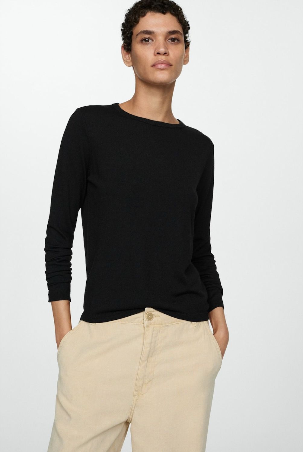 MANGO - Sweater Mezcla Lana Cuello Redondo Mujer Mango