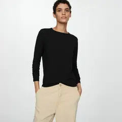 MANGO - Sweater Mezcla Lana Cuello Redondo Mujer