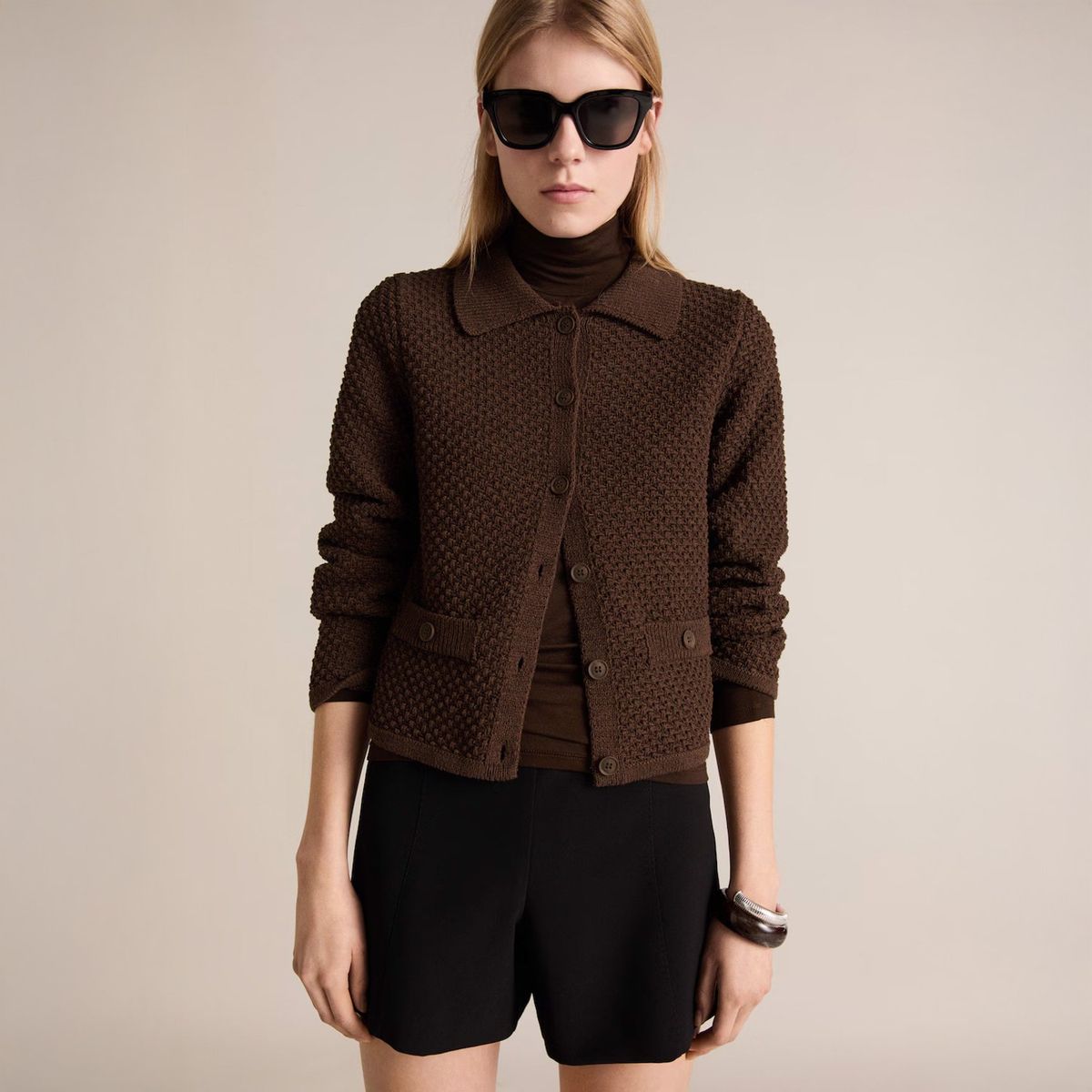 MANGO - Chaqueta Punto Cuello Polo Mujer Mango